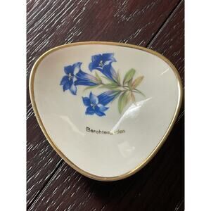 Bavaria Berchesgaden Blue Edelweiss 3.5” Trinket Dish